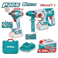 TOTAL 20V水電雙機PRO版 無刷馬達衝擊起子機與電鑽, 1個