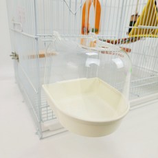 앵무새 애완조 걸이식 욕조 목욕통 모이통 겸용 새용품, 1개, 화이트