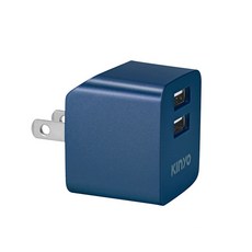KINYO 折疊式雙孔USB充電器, 1個, 藍色