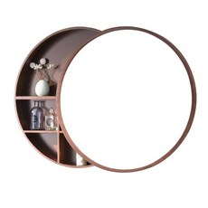 화장실 욕실 슬라이드장 원형 거울 원목 수납장 선반, 월넛 푸시풀 60cm, 1개