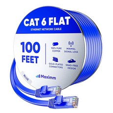193543 Maximm Cat6 이더넷 케이블 30.5m(100피트) 화이트 - 게임 스트리밍 라우터 모뎀 PC PS5 Xbox용 플랫 고속 네트워크 내구성 및, 193543 Maximm Cat6 이더넷 케이블 30.