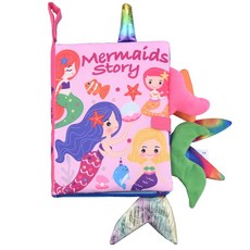 布書Gbee尾巴布書撕不爛寶寶嬰兒布書啓蒙立體早教布書嬰兒玩具, 美人魚尾巴