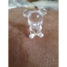 天然原礦白水晶手工雕刻透明小熊（單顆售）, 大熊30mm