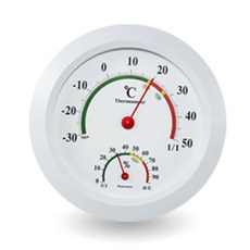 국산 아날로그 벽걸이온습도계 원형온도계 습도계, 1개, 화이트