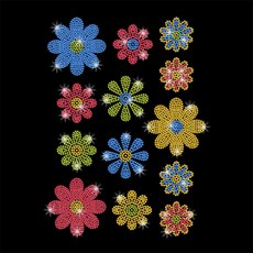 1개 유리 핫픽스 라인스톤 다리미 부착형 아플리케 의상 액세서리 (옷 가방 바지용) 에이프릴 데이지 디자인 297x210mm, 혼합색