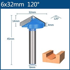 목공 밀링 커터 초경 조각 라우터 비트 슬롯팅, 절삭날 길이: 10. 6x32x120, 1개