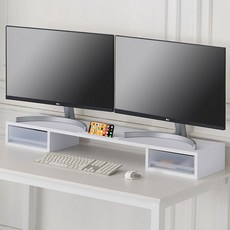 웰우드 디피로 1100 서랍형 듀얼 모니터 받침대 완제품 MT-01 국내제작, 화이트