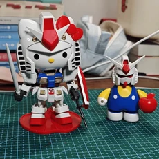 SD 건담 EX 표준 헬로 키티 RX-78-2 건담 색으로 구분 된 플라스틱 모델, 1개