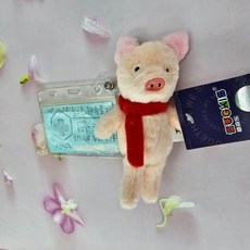 EUGKIS 動物造型伸縮識別證扣 護理師學生證件夾 易拉扣吊飾, 1個, 小豬, 粉色