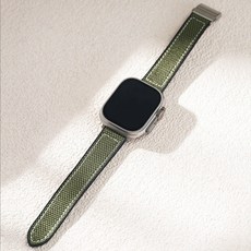 APPLE WATCH 夏季新款 車線簡約防水帆布錶帶, 萊姆綠,Ultra49