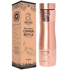 ANCIENT IMPEX 순수 구리 물병 넓은 입구 1000ml (33.81액량 온스) | 건강 해독 및 수분 공급을 위한 플레인 디자인 아유르베다 누출 방지 구리 병, ANCIENT IMPEX 순수 구리 물병 넓은 입구 1