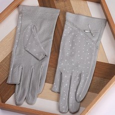 SINPAID 여성 여름 장갑 반장갑 운전 등산 손가락 터치 레이스 얇은 여자 봄 가을, 그레이, 1개