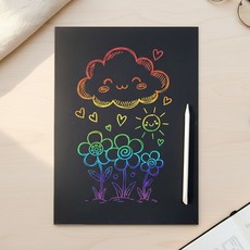 (대성문구) 스크레치 페이퍼 A4 세트(종이1매 스틱1개)/177055/무도안 나무펜포함 스크래치