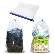 끈조임 투명 두꺼운 비닐봉투 53 x 80cm 12장, 1세트