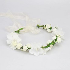 화관 브라이덜샤워 리스 감성 축하 은방울 스냅, 가랜드 화이트