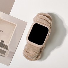 Women's 9999 Apple Watch 8/7/6/5/4/3/SE適用髮圈錶帶, 42/44/45mm, 6. 羊毛米色