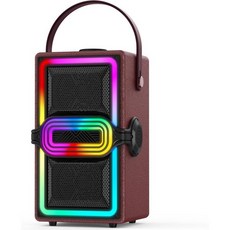 블루투스 스피커 120W 출력 무선 붐박스 딥 베이스 포터블 큰 소리 스테레오 사운드 서브우퍼 LED 조명 쇼 파티 야외 캠핑 검정, Burgundy