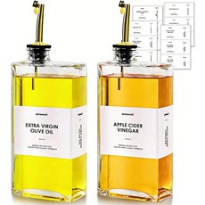 글라스 오일병 500ml 2종 세트 유리 오일 디스펜서 방수 라벨 포함 주방 양념통 커피 시럽병 식초병 간장병 보틀 정리용, Gold