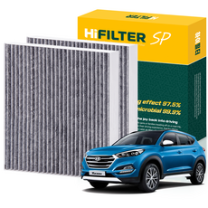 하이필터 현대 자동차 투싼 활성탄 에어컨필터, 2개, 올 뉴 투싼 (3세대 TL) HI-J010