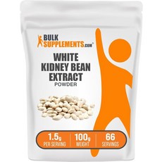 BulkSupplements. com 화이트 강낭콩 추출물 파우더 - 화이트 강낭콩 파우더 - 허브 보충제 - 글루텐 프리 1회 제공량당 1.5g 100g (3.5온스) (1팩, 3.53 Ounce (Pack of 1)