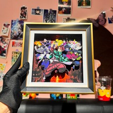 귀멸의 칼랑 (토키토 무이치로) 블라인드 박스 입체그림 세트 - 하시라 피규어 퍼즐 캔버스액자 선물, 21x21CM(21x21센티미터), 무한도시 소집