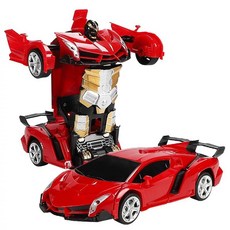 2.4G遙控變形汽車1:18變形賽車機器人仿真模型電動遙控玩具車, 1個, 278蘭(紅色):40MHz(含鋰電池)