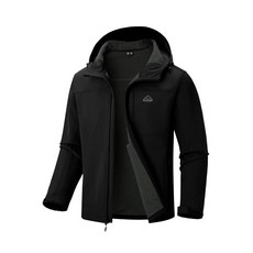 [ 959587 ] BGOWATU 남성용 소프트쉘 재킷 가을 겨울 따뜻한 플리스 안감 후드 경량 윈드브레이커 캐주얼 코트 포켓 포함 블랙 XL