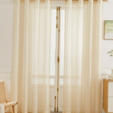 태슬 레이스 커튼 인테리어 망사 침실 긴 레이스 커튼 거실 베란다 가리개 고리형 주방 방풍 창문