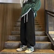 캐주얼 조거팬츠 남자 가을 겨울 청소년 발 묶음 헐렁헐렁 기모/얇은 바지