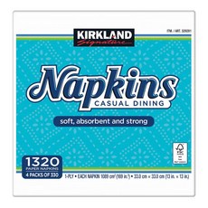 KIRKLAND Signature 1320入 1-層 33x33公分 紙巾, 白, 1套, 4個裝