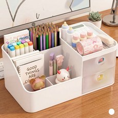 올인원 미니멀 데스크 펜꽂이 정리함, 화이트, 1개