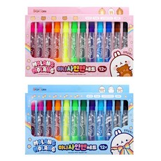 몰랑이 미니 12색 사인펜 X12개(혼합) 수성 꾸미기펜 한필e마트