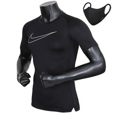 NIKE 男款LOGO印花緊身短袖T恤+時尚口罩