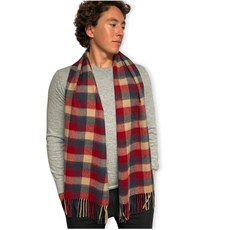 Humble Hilo 울 스카프 헤리티지 격자무늬 씨폼 블루 140694, 레드, 토프, 블루 스퀘어