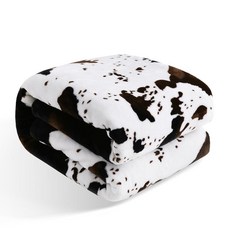 Bnuitland 귀여운 소 프린트 담요 (127 x 101.6cm(50 x 40인치)) 양면 300 GSM 슈퍼 소프트 플란넬 플리스 퍼지 담요 침대 소파 카우치 여행용