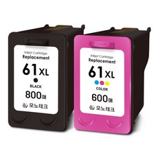 800매 특대용량 모노테크 HP 61 XL 호환잉크 세트, 1세트, 검정+컬러