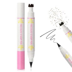 HOSAILY 2 in 1 잡티처럼 보이는 피부 스탬프 아이 라이너 펜 빠른 건조 인조 블랙 리퀴드 아이라이너 자연스러운 실물 같은 방수 가짜 얼룩 펜슬 얼굴 장식 선키스 메, #03다크 브라운, 1개