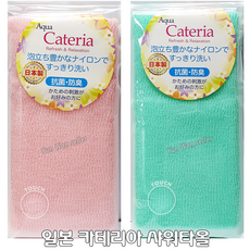 일본 타츠네 카테리아 샤워타월 TP-005 2매, 민트+핑크, 1세트