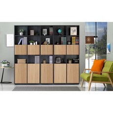 布拉格1.35尺鐵刀橡木紋下開門書櫃，學生書房收納櫃，簡約風格書架