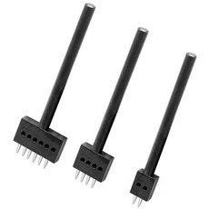 리에지 프롱 펀치 도구 세트 6mm 가죽 로우 원형 구멍 이빨 3개 DIY 공예용 홀 다이아몬드 스티칭 끌 2/4/6개 실버, Black, 5mm