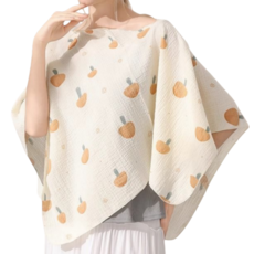 Makone 풀오버형 노출 방지 과일 프린트 심플 수유가리개 수유복