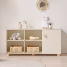 라자가구 베니 E0 키즈 1200 도어 수납 책장(원목발) 유아 수납장 어린이 교구장 베이비장, 아이보리