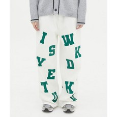 [와이케이] 로고 프린팅 와이드 팬츠 아이보리