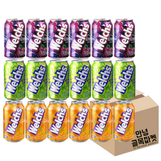 Welch's 威氏 汽水 葡萄味+青葡萄味+橘子味, 355ml, 18瓶