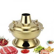 加厚仿銅鍋 木炭鍋 涮羊肉 老式鍋爐, 金色,30cm, 1個, 30cm