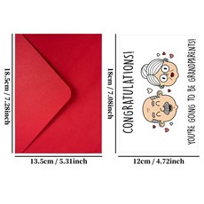懷孕公告卡 恭喜祖父母賀卡 嬰兒寶寶出生通知信封組, 1個