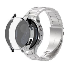 아이메이드잇 갤럭시워치 스탠다드 메탈 스트랩 + 유광 케이스 세트, 실버, 1개