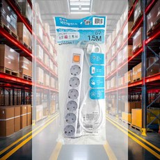 멀티탭 차단 6구 1개입 1.5M 전기연장선 콘센트 사무실 안전플러그 사무기기 코드정리, 1