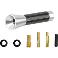 자동차 안테나 인형 지붕 공 귀여운 짧은 1.37인치 스터비 알루미늄 라디오 교체용 나사 및 개스킷 포함 차량 지붕용 탄소 섬유 미니 AM/FM 수신용 액세서리 레드, 1.37 inches, Silver