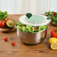 알레보 디엣지 야채탈수기 샐러드스피너 짤순이 4.5L 대용량 스텐 304 (채반 포함), 단일속성